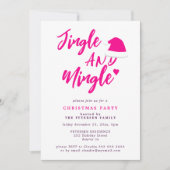 Jingle and mingle roze script kerstparty kaart (Voorkant)