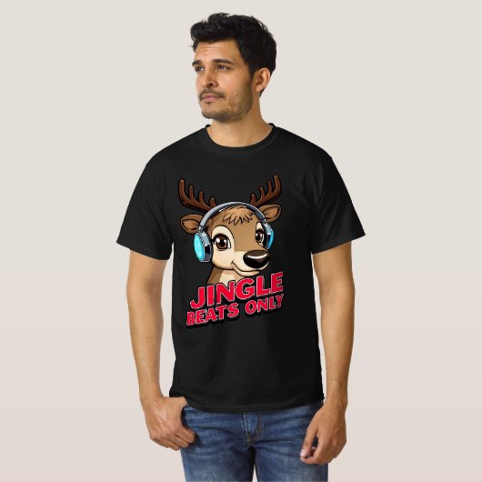 Jingle Beats Only – Musical Christmas Design T-shirt (Voorkant volledig)
