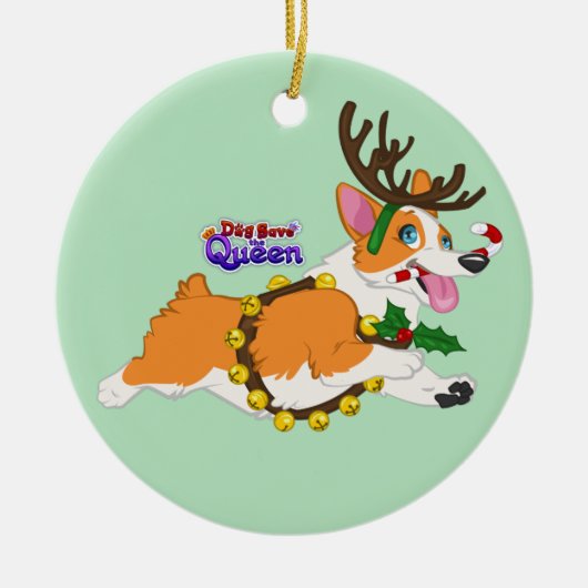 Jingle Bell Corgi- Ornament (Voorkant)