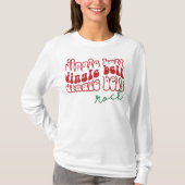 Jingle Bell Rock, Retro Funny KerstMusic T-shirt (Voorkant)