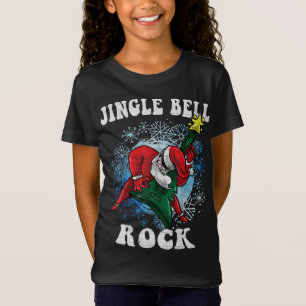 Jingle Bell Rock Santa speelt gitaar kerst Fu T-shirt