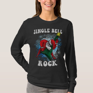 Jingle Bell Rock Santa speelt gitaar kerst Fu T-shirt
