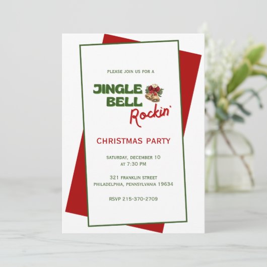 Jingle Bell Rockin' Christmas Party Uitnodiging (Staand voorkant)