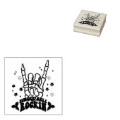 Jingle Bell Rockin Skelet Handstempel Rubberstempel (Gestempeld)