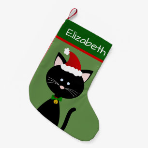 Jingle Bell Santa Black Kat Kleine Kerstsok