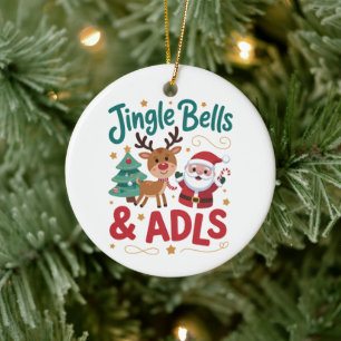 Jingle Bells ADLS Ergotherapie OT Rendier Keramisch Ornament