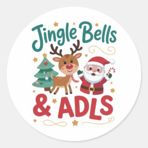 Jingle Bells ADLS Ergotherapie OT Rendier Ronde Sticker