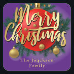 Jingle Bells Branche hivernale Flocon de neige Noë<br><div class="desc">Carte Joyeux Noël rouge Joyeux Script</div>