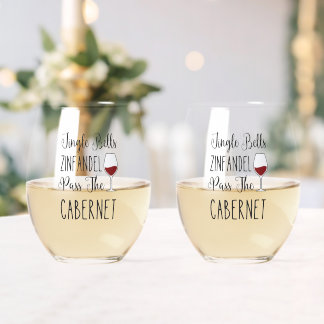Jingle Bells & Cabernet Cheers Wijnglas Zonder Voet