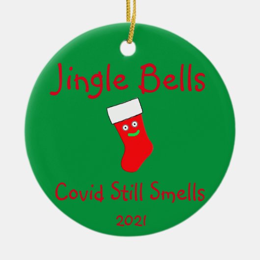 Jingle Bells, Covid Smells Ceramic Ornament (Voorkant)