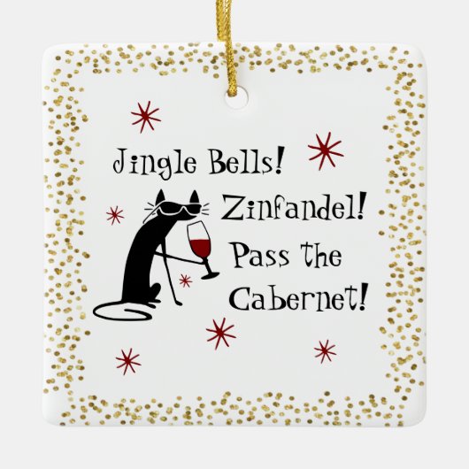 Jingle Bells Funny Kerstwijn Quote Keramisch Ornament (Voorkant)