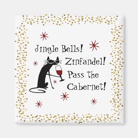 Jingle Bells Funny Kerstwijn Quote Magneet (Voorkant)