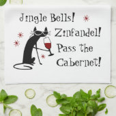 Jingle Bells Funny Kerstwijn Quote Theedoek (Gevouwen)