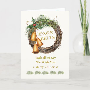 Jingle Bells Holly Pine-kerstfeestkaart Feestdagen Kaart