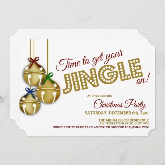 Jingle Bells Invitation de Noël (Devant / Derrière)