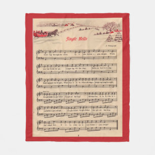 Jingle Bells kerstblad Music Fleece Deken