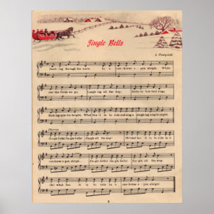 Jingle Bells  kerstblad Music Poster
