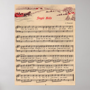 Jingle Bells kerstblad Music Poster