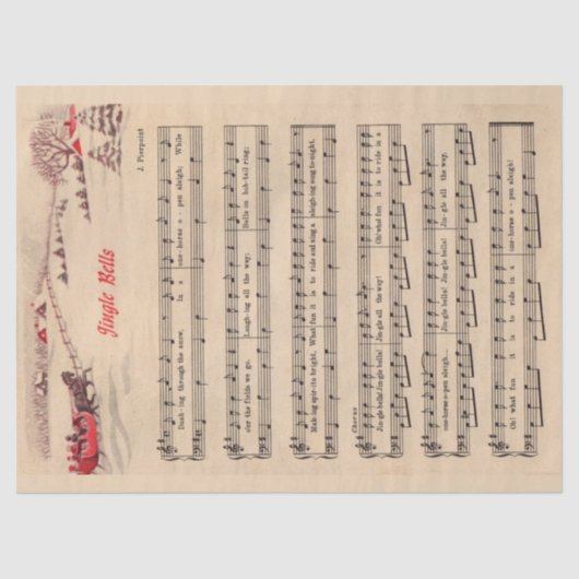 Jingle Bells kerstfeestay Carol Sheet Music Tissuepapier (Voorkant)