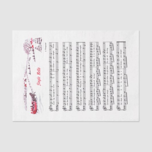 Jingle Bells kerstfeestay Carol Sheet Music Tissuepapier (Voorkant)
