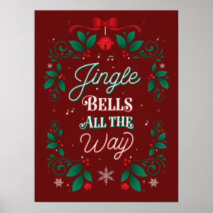 Jingle Bells over de hele weg Poster met Kerstmis 
