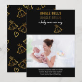 Jingle Bells Photo Holiday Birth Aankondiging (Voorkant / Achterkant)