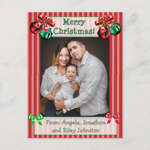 Jingle Bells Red Christmas Family Photo Carte post