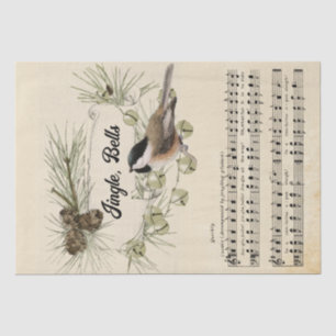 Jingle Bells Sheet Music Kerstmis Carol Chickadee Tissuepapier