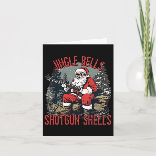 Jingle Bells Shotgun Shells Grappige Kerstman Mann Kaart (Voorkant)