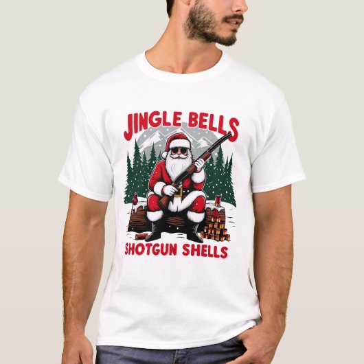 Jingle Bells Shotgun Shells Kerst Grappige Kerstma T-shirt (Voorkant)