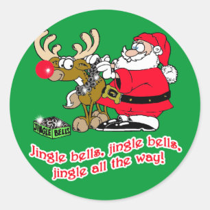 Jingle Bells T-shirts, kaartjes, cadeautjes Ronde Sticker