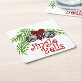 Jingle Bells Vierkante Kartonnen Onderzetter (Schuin)