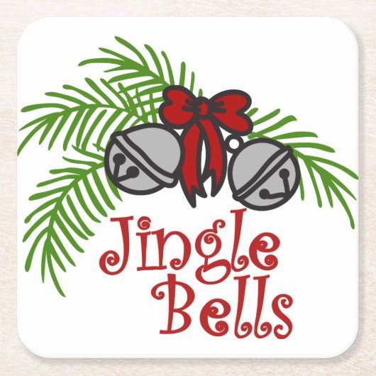 Jingle Bells Vierkante Kartonnen Onderzetter (Voorkant)