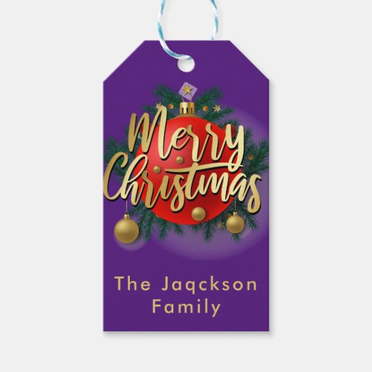 Jingle Bells Winter Branch Snowflake Kerstmis Cadeaulabel (Voorkant)