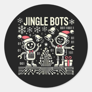 Jingle Bots Feestelijke vakantie Robots met Santa  Ronde Sticker
