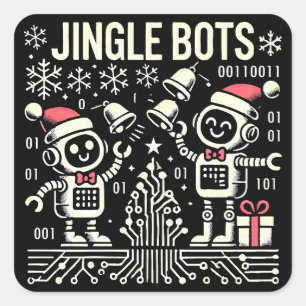 Jingle Bots Feestelijke vakantie Robots met Santa  Vierkante Sticker