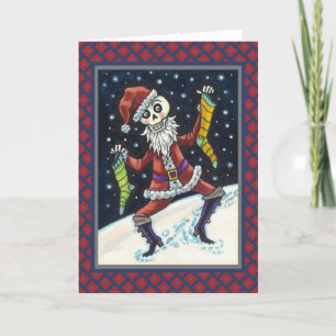 JINGLE BOTTEN SANTA, CHRISTMAS SKELETON EN STOCKIN FEESTDAGEN KAART