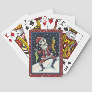 JINGLE BOTTEN SANTA, HOLIDAY SKELETON & STOCKINGS POKERKAARTEN