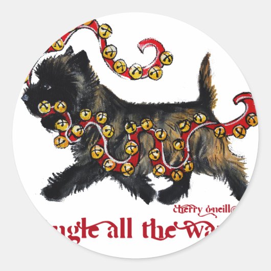 Jingle Cairn Kerstmis Ronde Sticker (Voorkant)