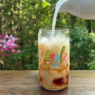 Jingle Christmas Tree Kleurrijke Typografie Naam F Blikvorm Glas