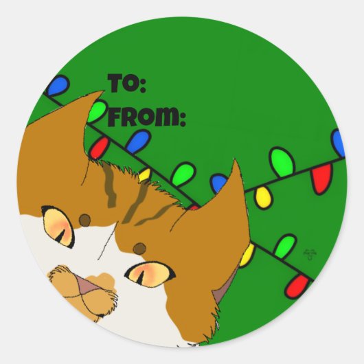 Jingle Claws Christmas Gift Tag Sticker (Voorkant)