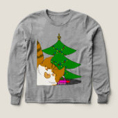 Jingle Claws & Christmas Tree Kids Long Sleeve T (Voorkant)