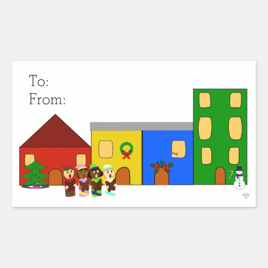 Jingle Claws Train Town Gift Label Sticker (Voorkant)