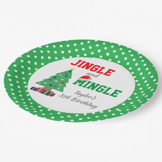 Jingle en Mingle Birthday Papieren Bordje (Gekanteld)