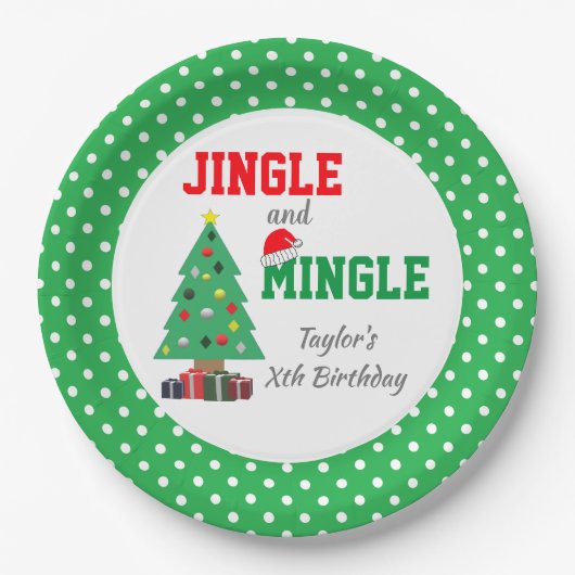 Jingle en Mingle Birthday Papieren Bordje (Voorkant)