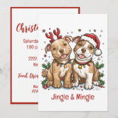 Jingle en Mingle Christmas Pit Bull Dogs Kaart (Voorkant / Achterkant)