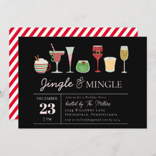 Jingle en Mingle Cocktails met kerstfeest Kaart