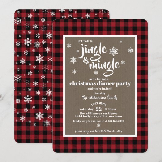 Jingle en Mingle Festive kerstparty Kaart (Voorkant / Achterkant)