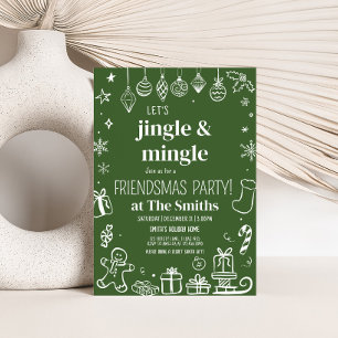 Jingle en Mingle Hand getekend kerstfeest Kaart