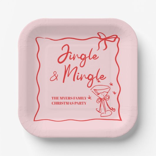 Jingle en Mingle Hand getekend kerstfeest Papieren Bordje (Voorkant)